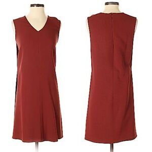 Vintage Calvin Klein Collection Sleeveless Tea Length Shift Dress Rust 0 Italy